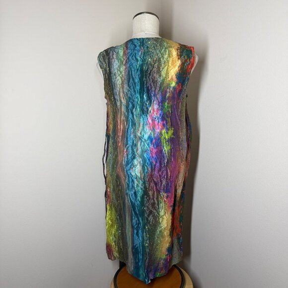 Bryn Walker Zen Taffeta Nebulosa Abstract Wrap Vest Womens Size XS Artsy Boho - Picture 11 of 12